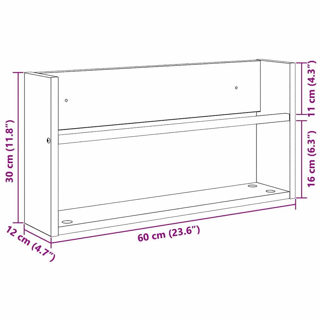 Žurnalų stovas su lentyna 2 pcs Sonoma ąžuolas 60 x 12 x 30 cm