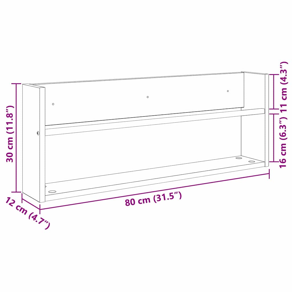 Žurnalų stovas su lentyna 2 pcs Sonoma ąžuolas 80 x 12 x 30 cm
