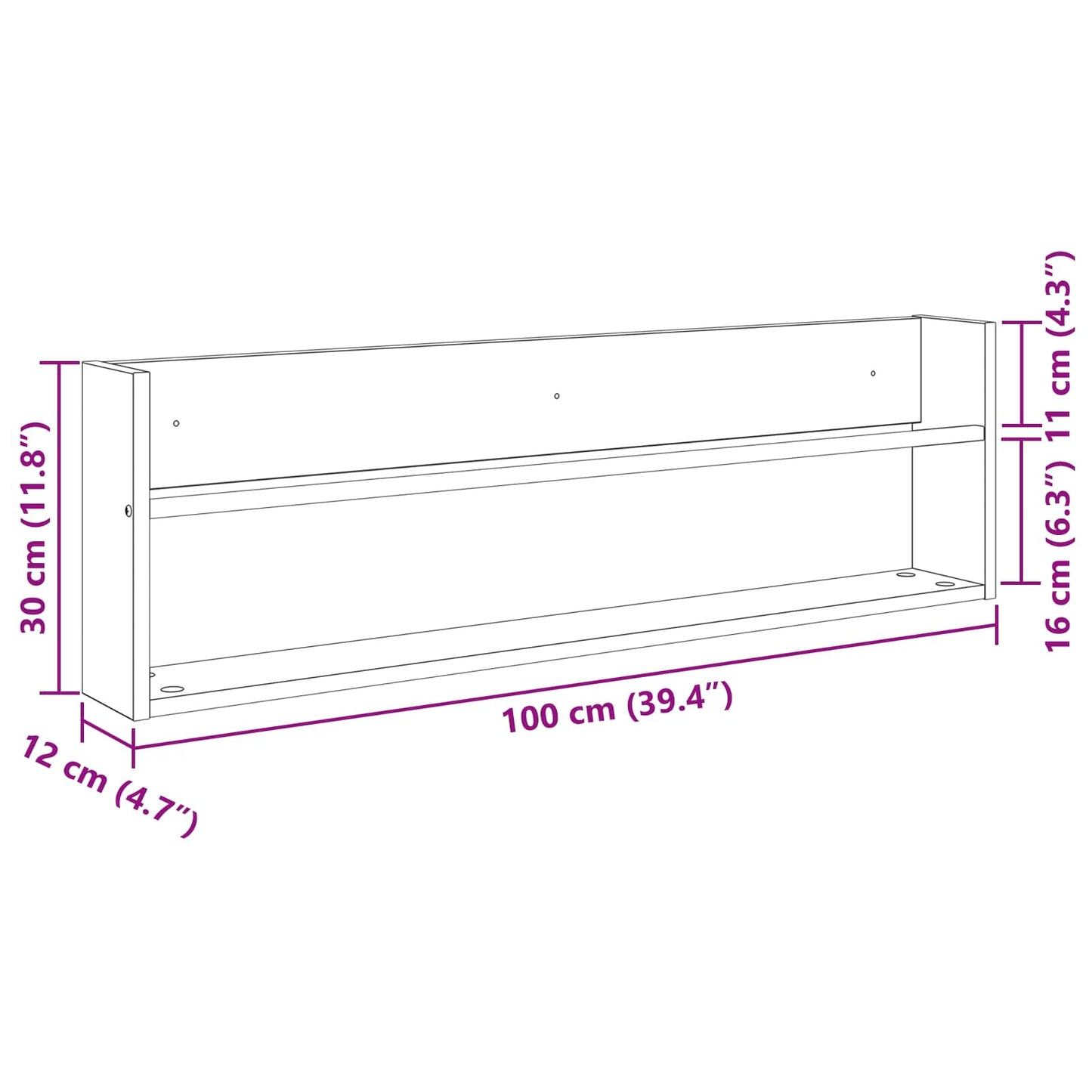 Žurnalų stovas su lentyna 2 pcs Pilkas Sonoma 100 x 12 x 30 cm