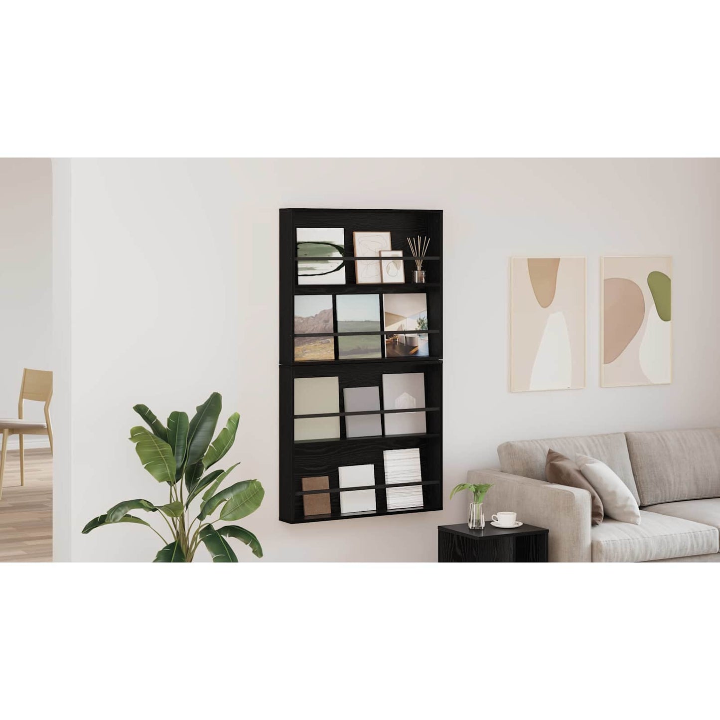 Žurnalų stovas su lentyna 2 pcs Juodas ąžuolas 80 x 12 x 70 cm