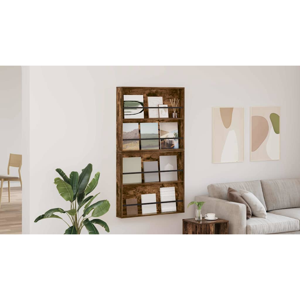 Žurnalų stovas su lentyna 2 pcs Rūkyta ąžuolas 80 x 12 x 70 cm