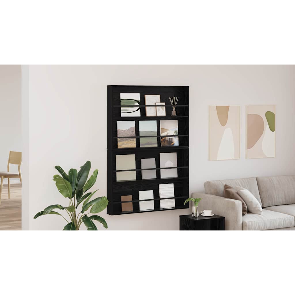 Žurnalų stovas su lentyna 2 pcs Juodas ąžuolas 100 x 12 x 70 cm