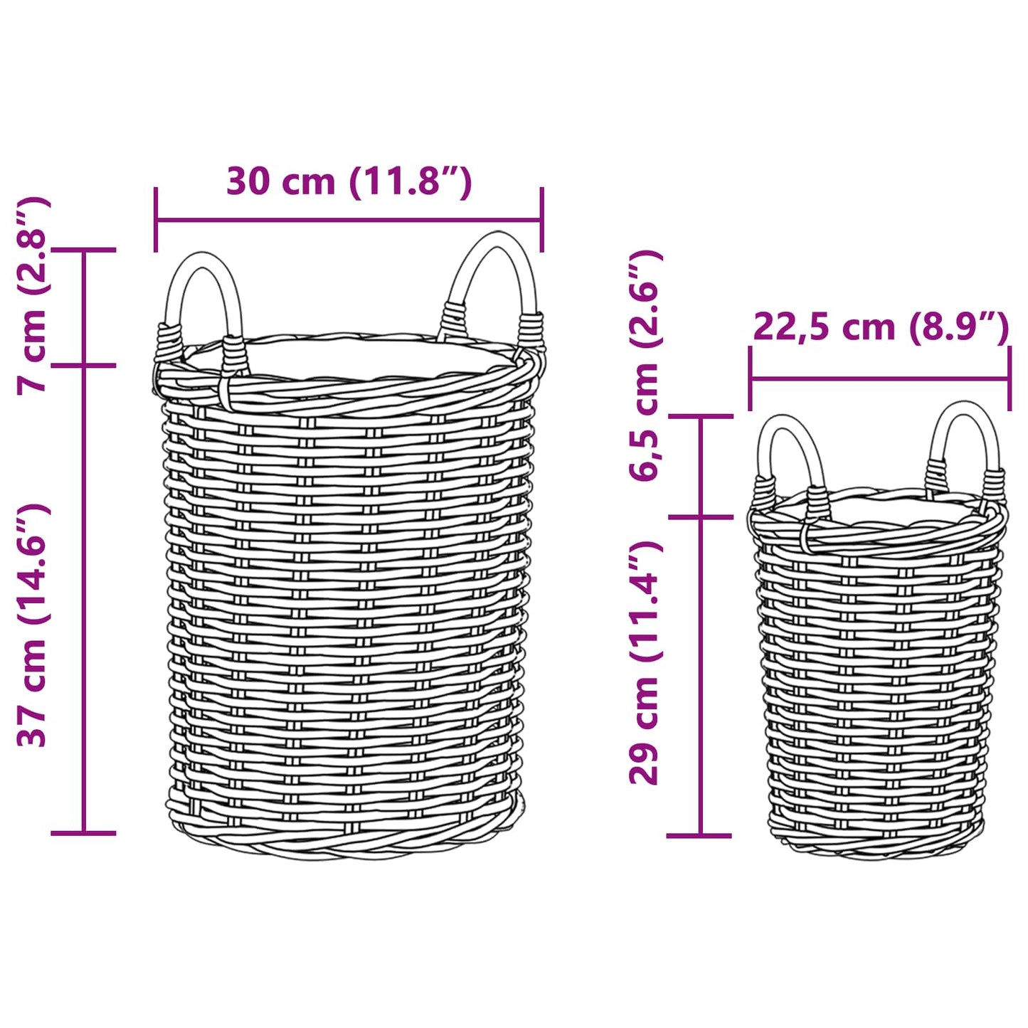 Gėlėms skirtas krepšys su saugykla 2 pcs Ruda Kubu ratanas