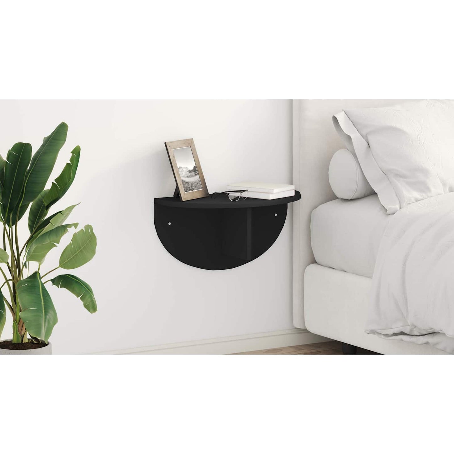 Sieninė lentyna 2 pcs Juoda 38 x 19 x 19 cm Apdirbta mediena