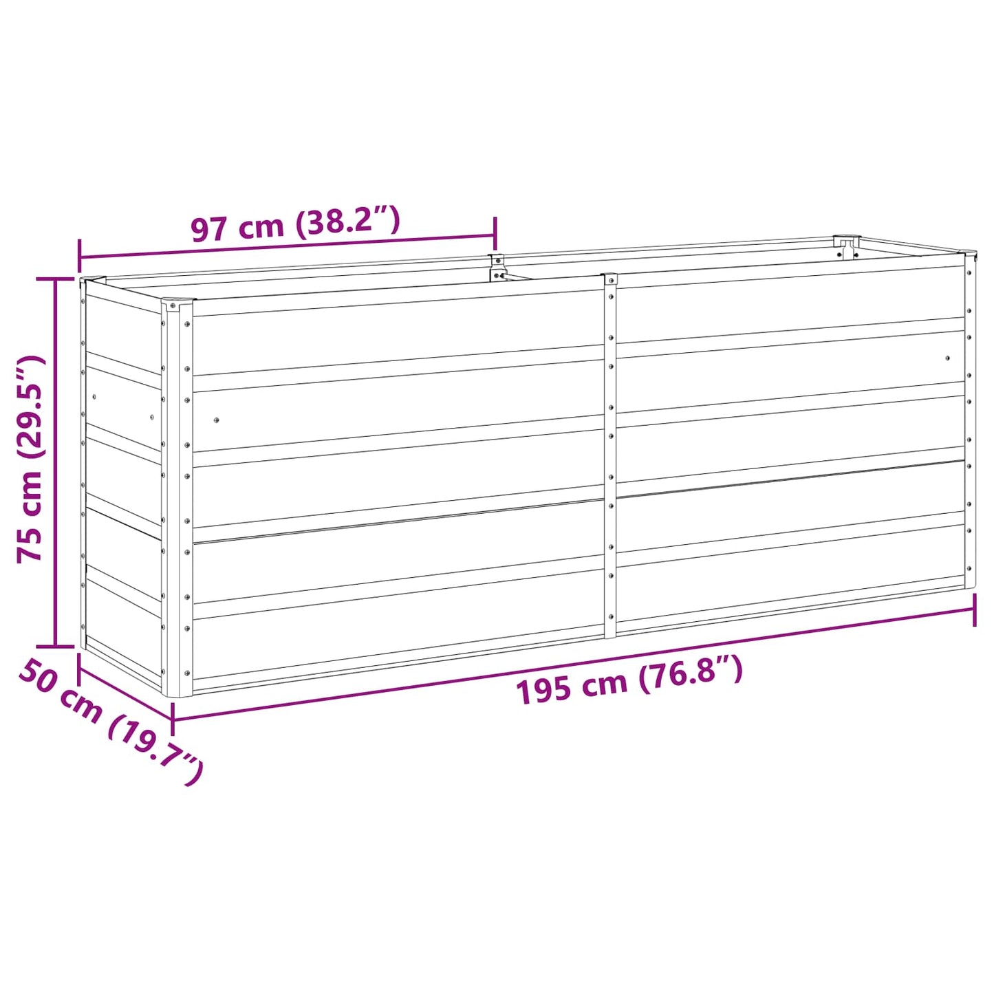 Lovelis Ivory 195 x 50 x 75 cm Cinkuota plienas