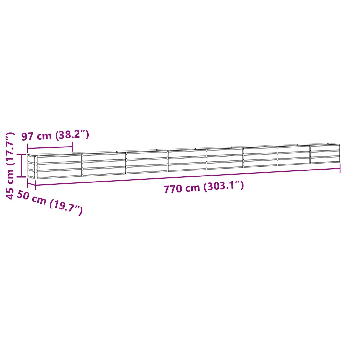 Lovelis Ivory 770 x 50 x 45 cm Cinkuota plienas
