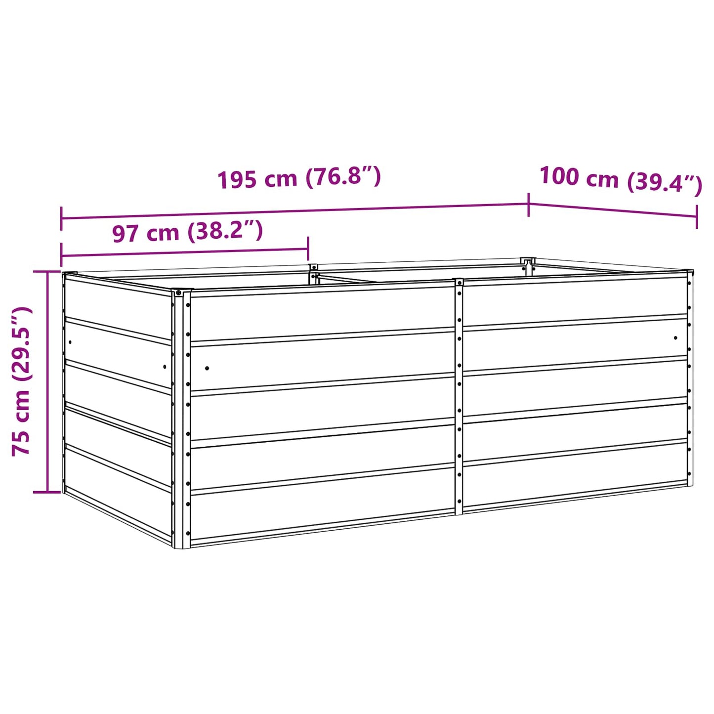 Lovelis Ivory 195 x 100 x 75 cm Cinkuota plienas