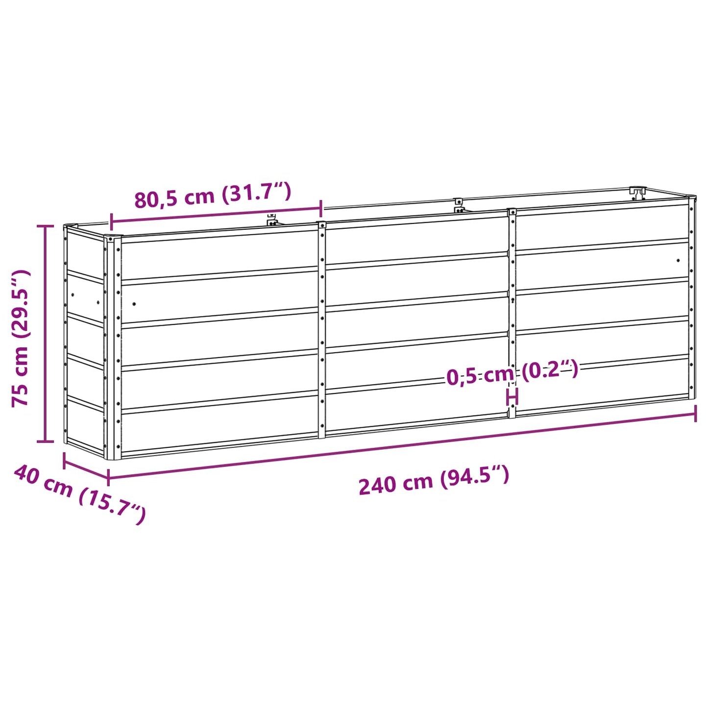 Lovelis Antracitas 240 x 40 x 75 cm Plienas