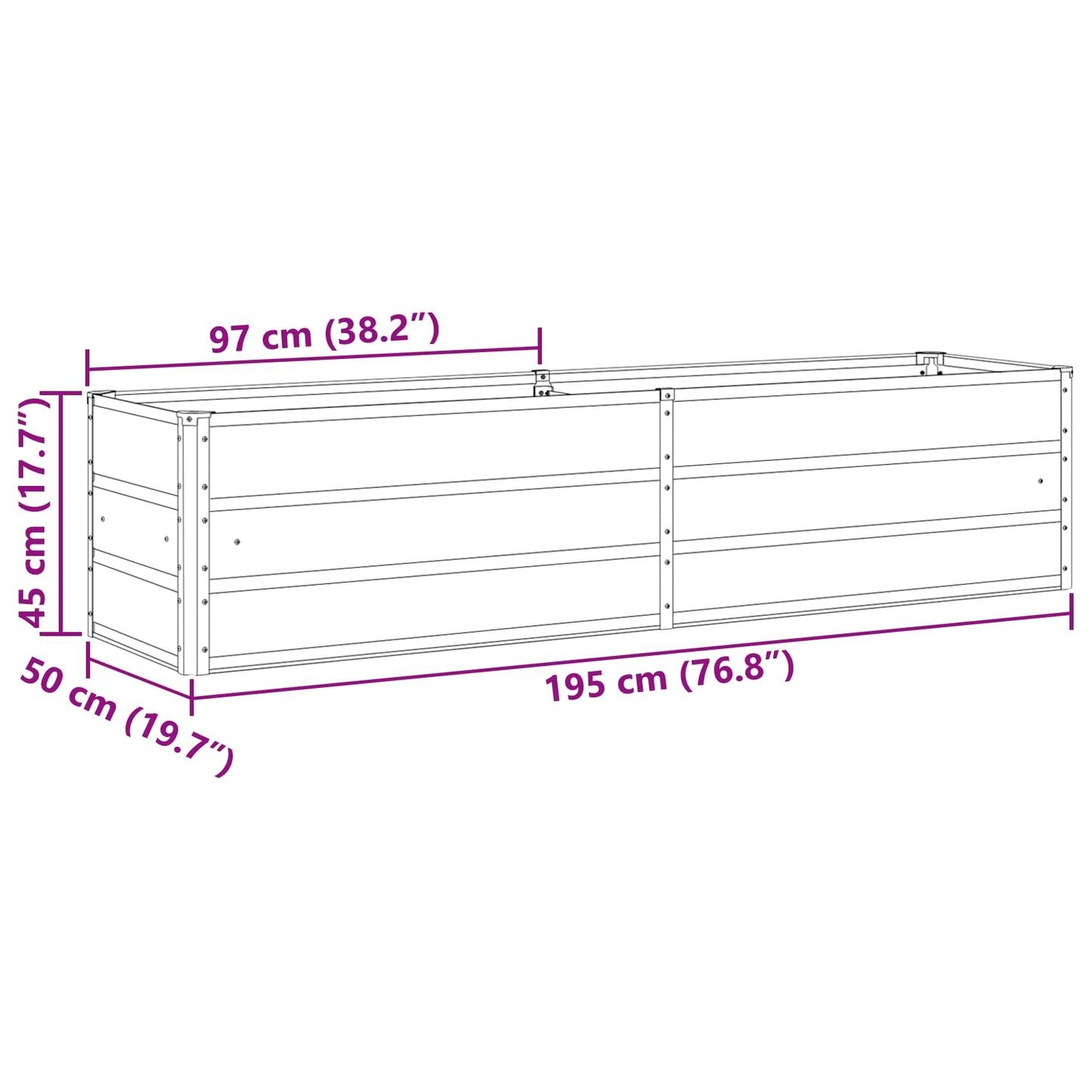 Lovelis Antracitas 195 x 50 x 45 cm Cinkuota plienas