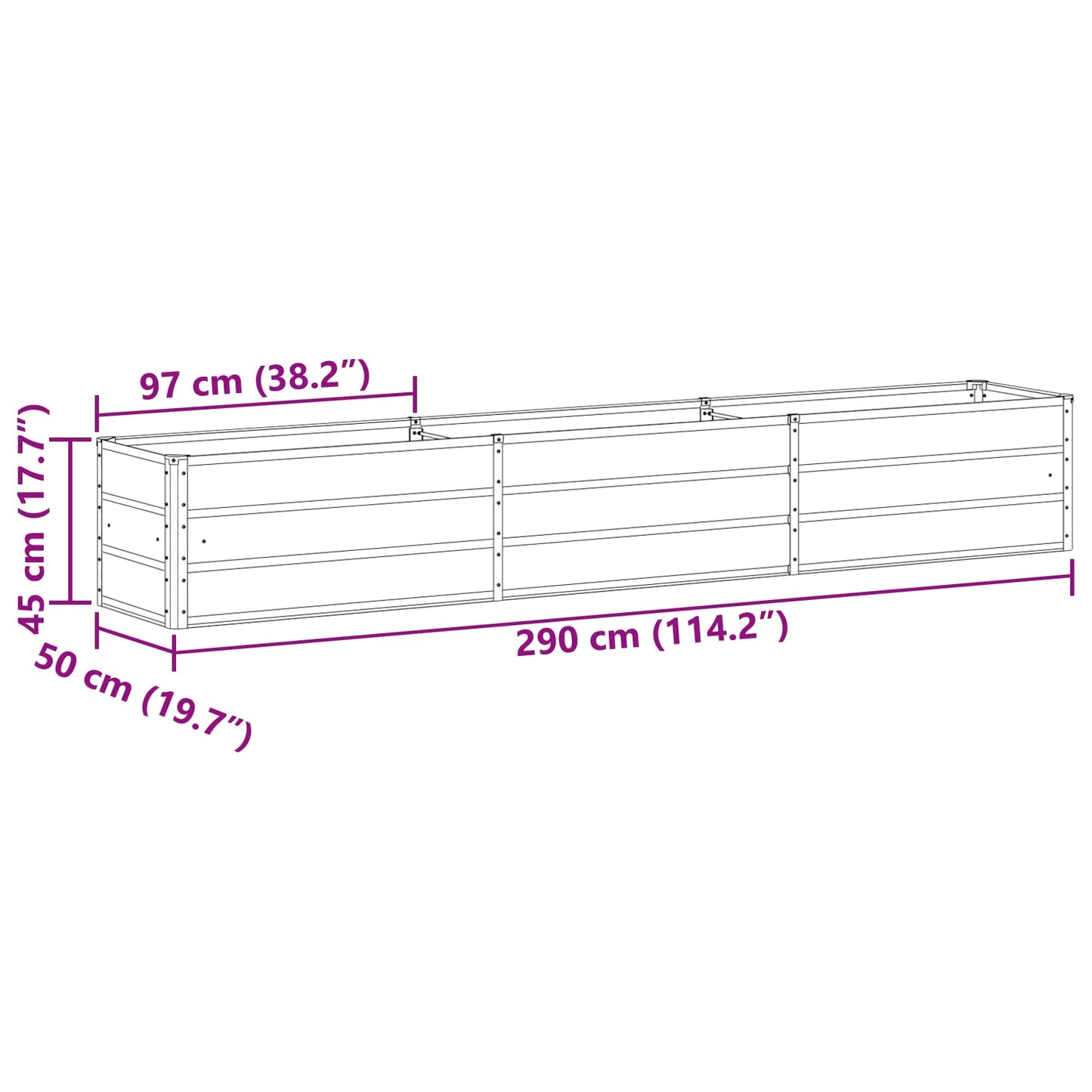 Lovelis Antracitas 290 x 50 x 45 cm Cinkuota plienas