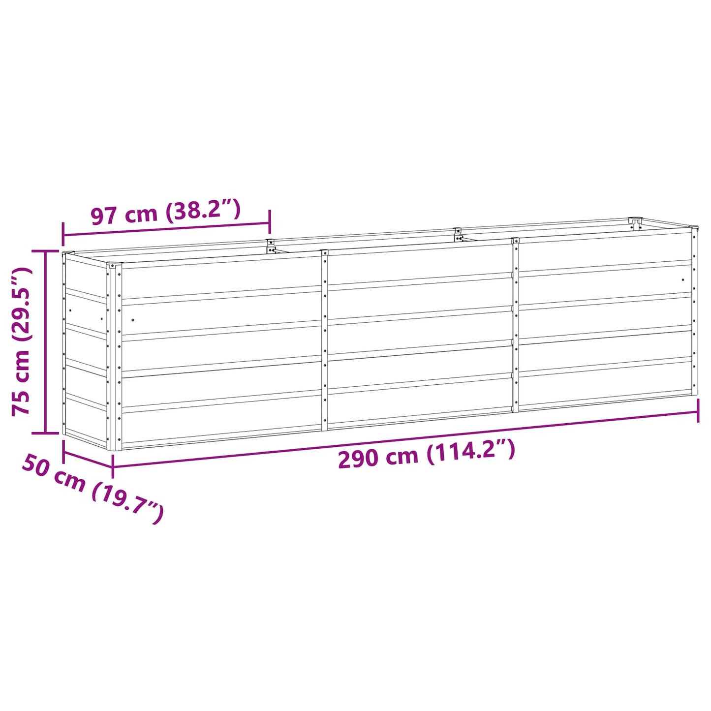 Lovelis Antracitas 290 x 50 x 75 cm Cinkuota plienas
