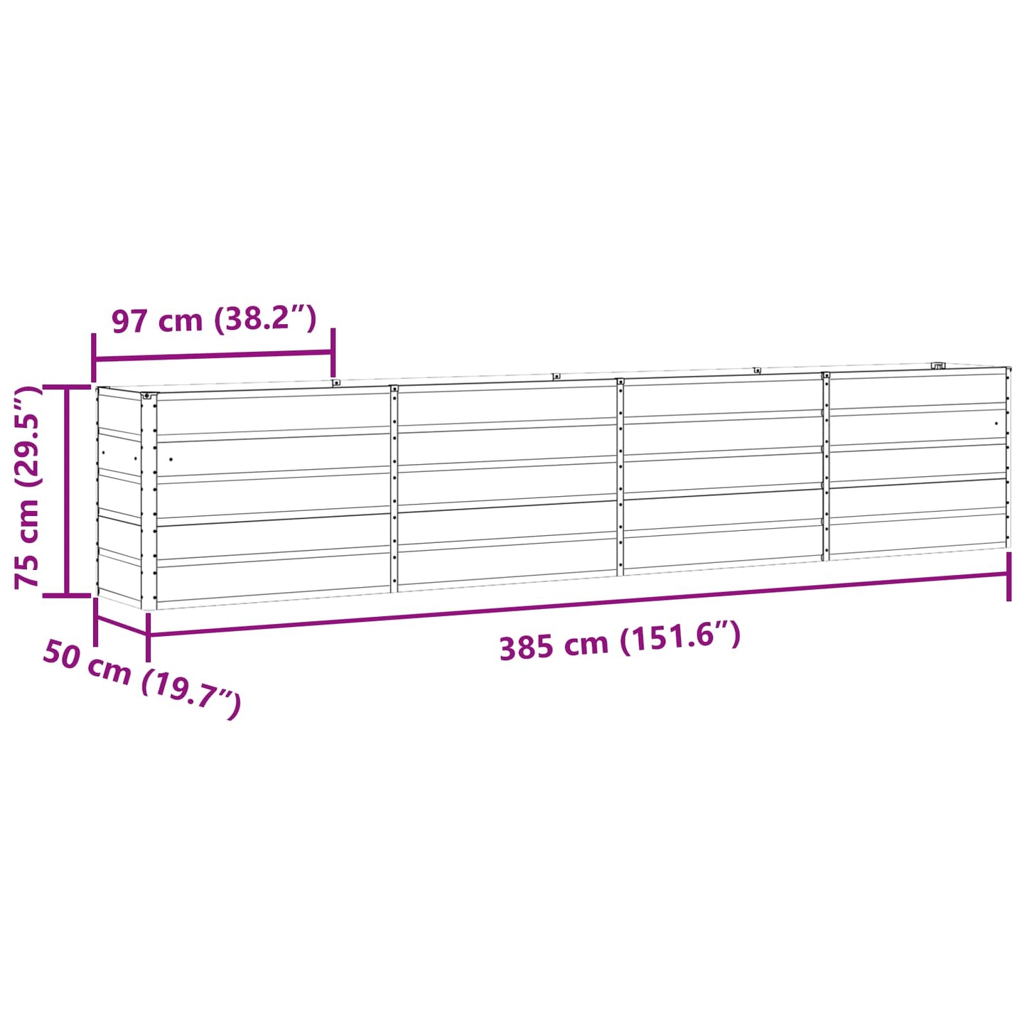Lovelis Antracitas 385 x 50 x 75 cm Cinkuota plienas