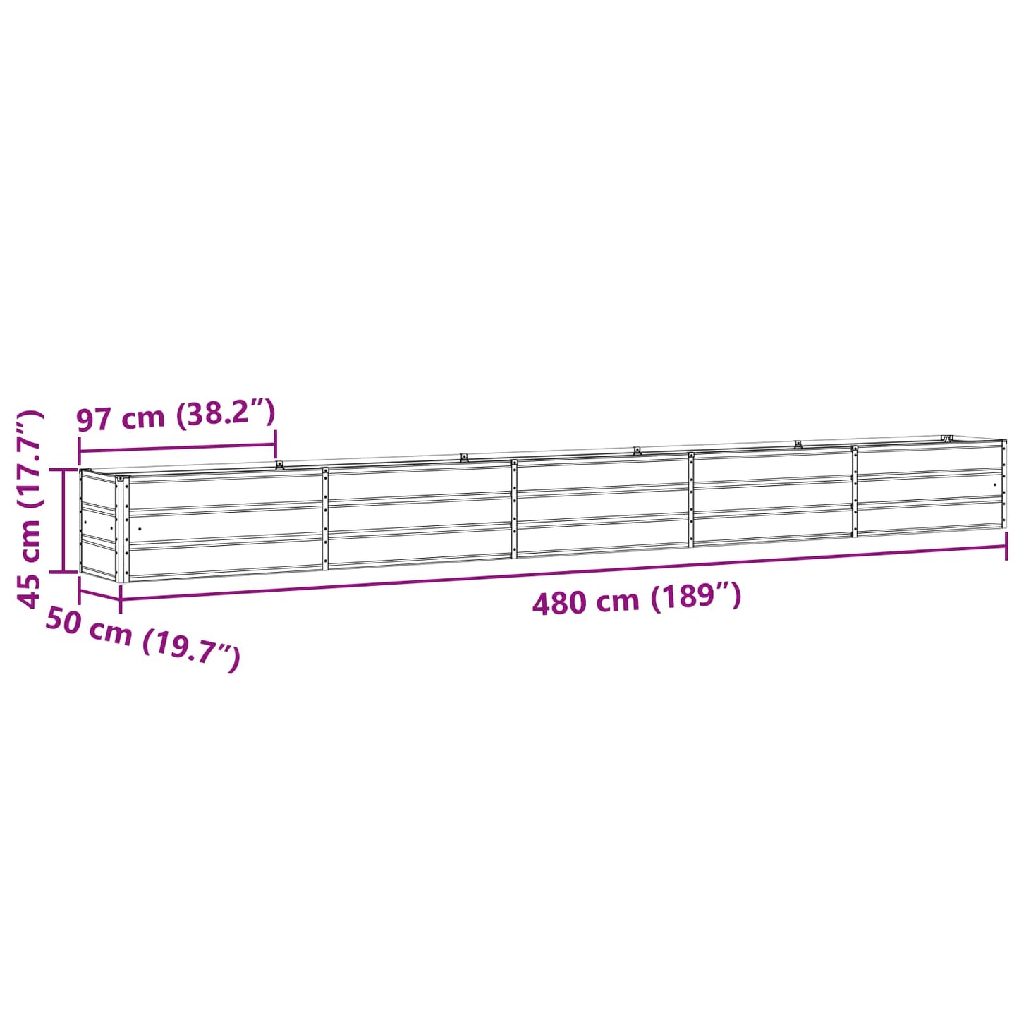 Lovelis Antracitas 480 x 50 x 45 cm Cinkuota plienas