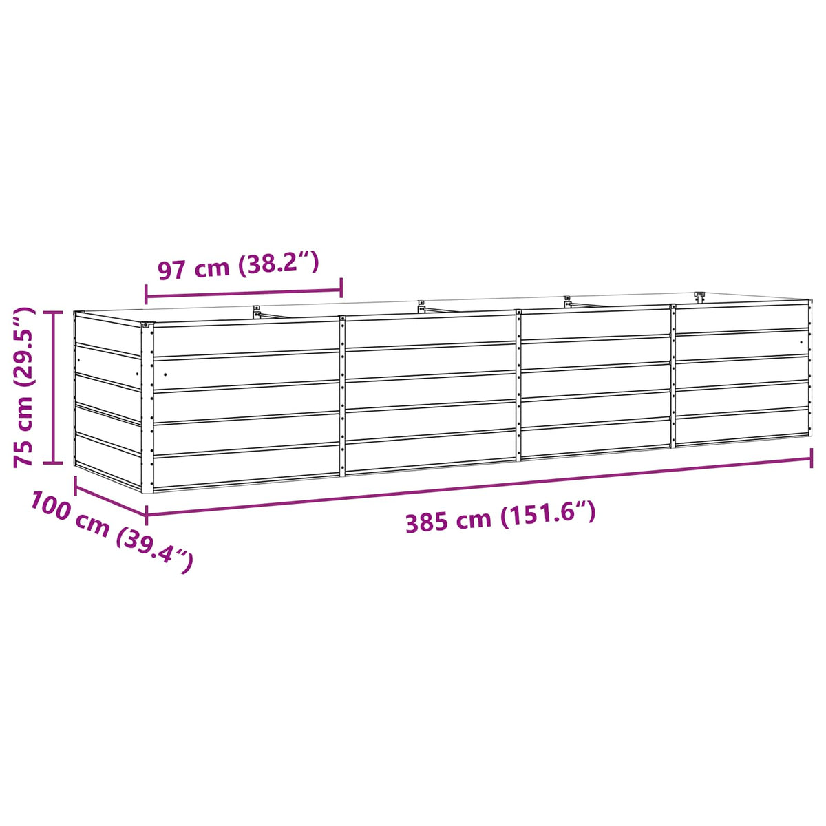 Lovelis Antracito 385 x 100 x 75 cm Galvanizuotas plienas
