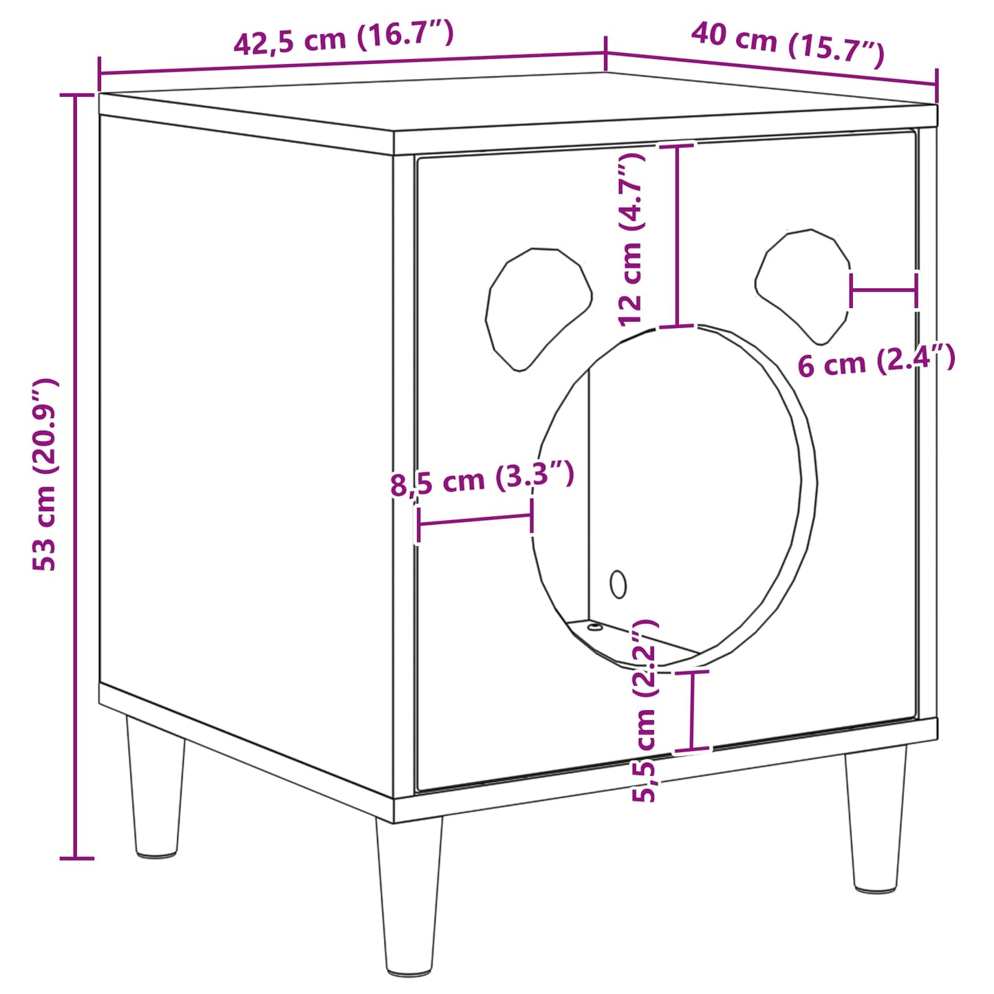 Katės namelis Blizgus baltas 42,5 x 40 x 52,5 cm