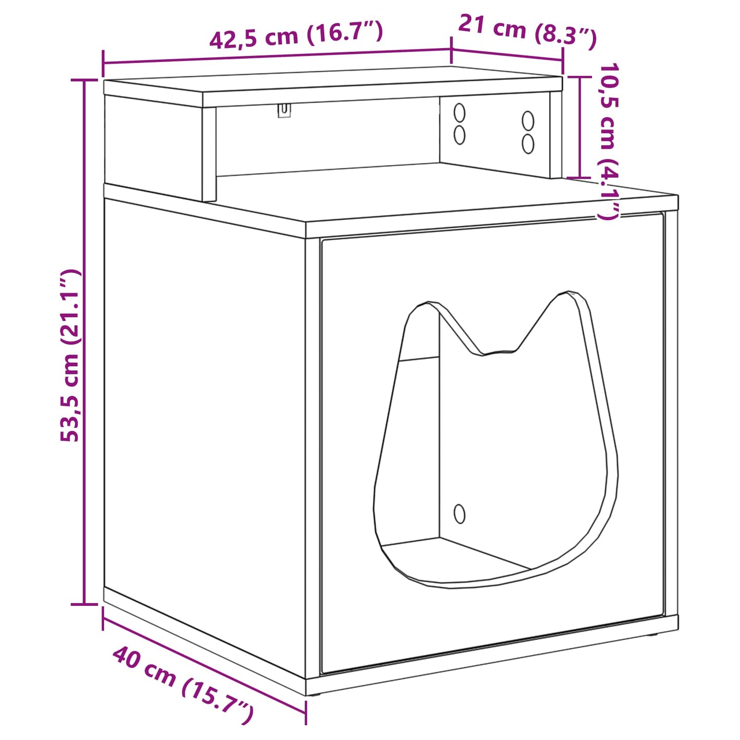 Katės namelis Balta 42.5 x 40 x 52.5 cm Apdirbta mediena