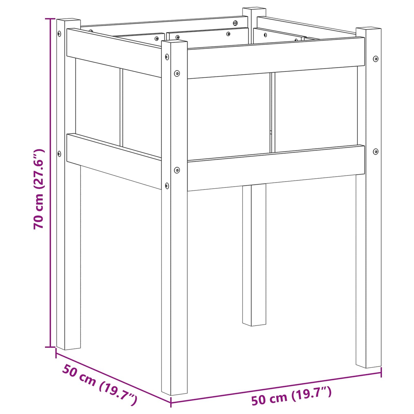 Sodo vazonas Gamta 50 x 50 x 70 cm Kietos pušies mediena