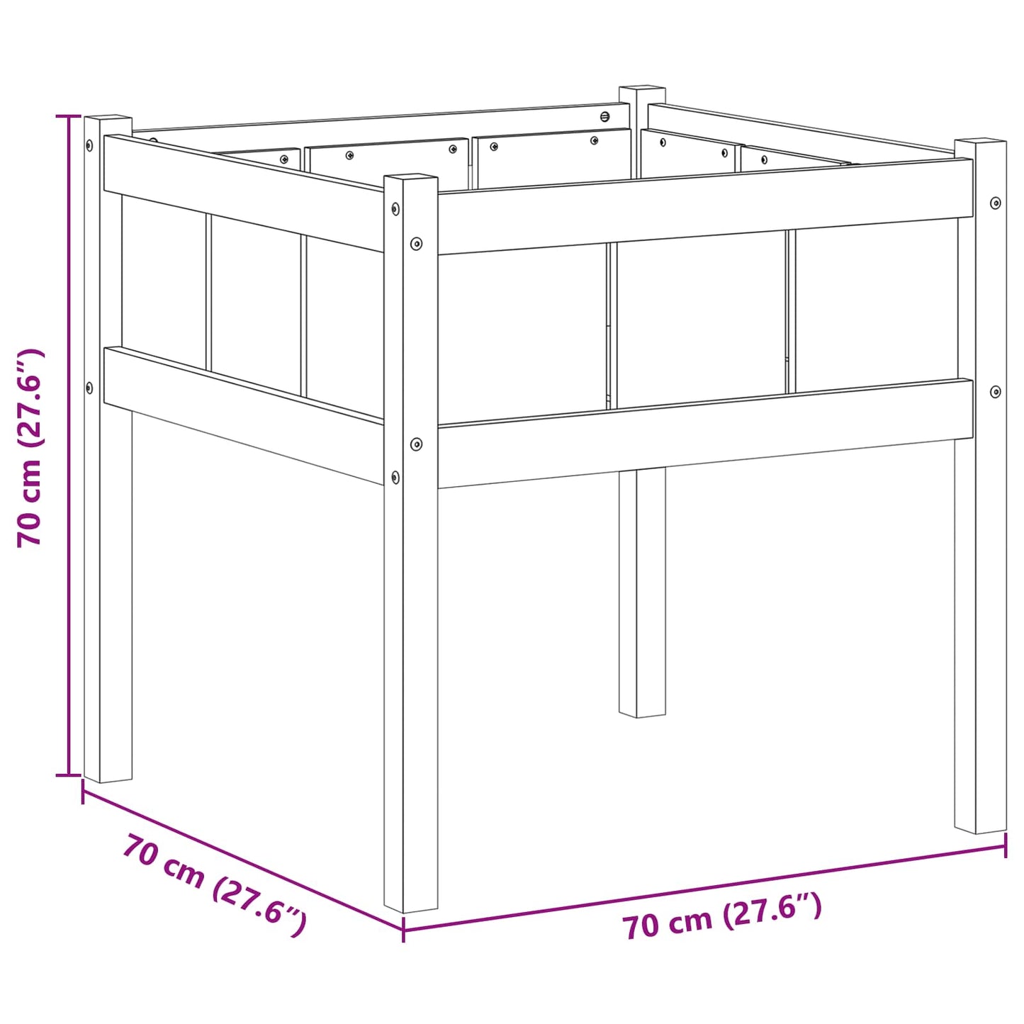 Sodo vazonas Gamta 70 x 70 x 70 cm Kietos pušies mediena