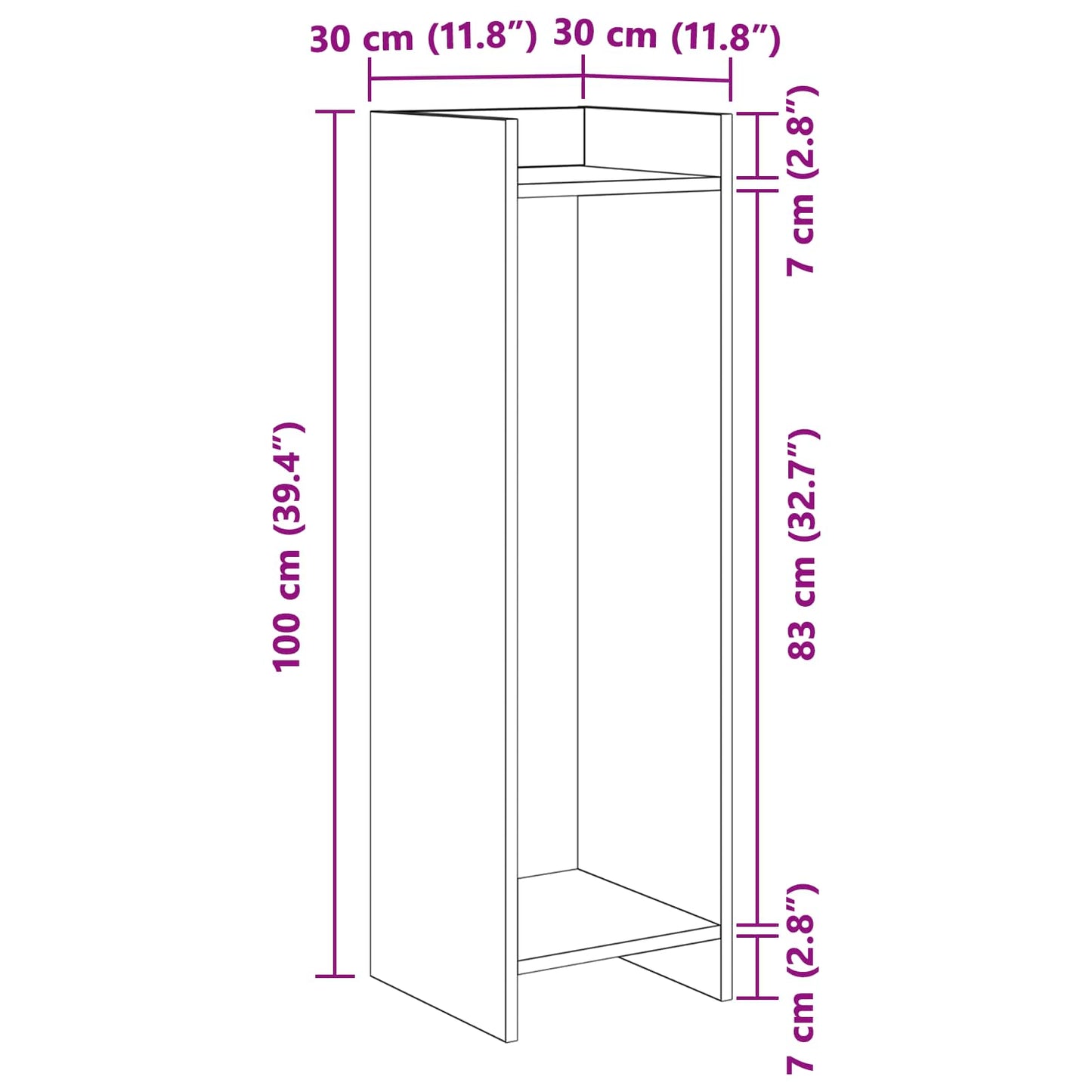 Augalų stovas 2 pcs Baltas 30 x 30 x 100 cm Dirbtinė mediena
