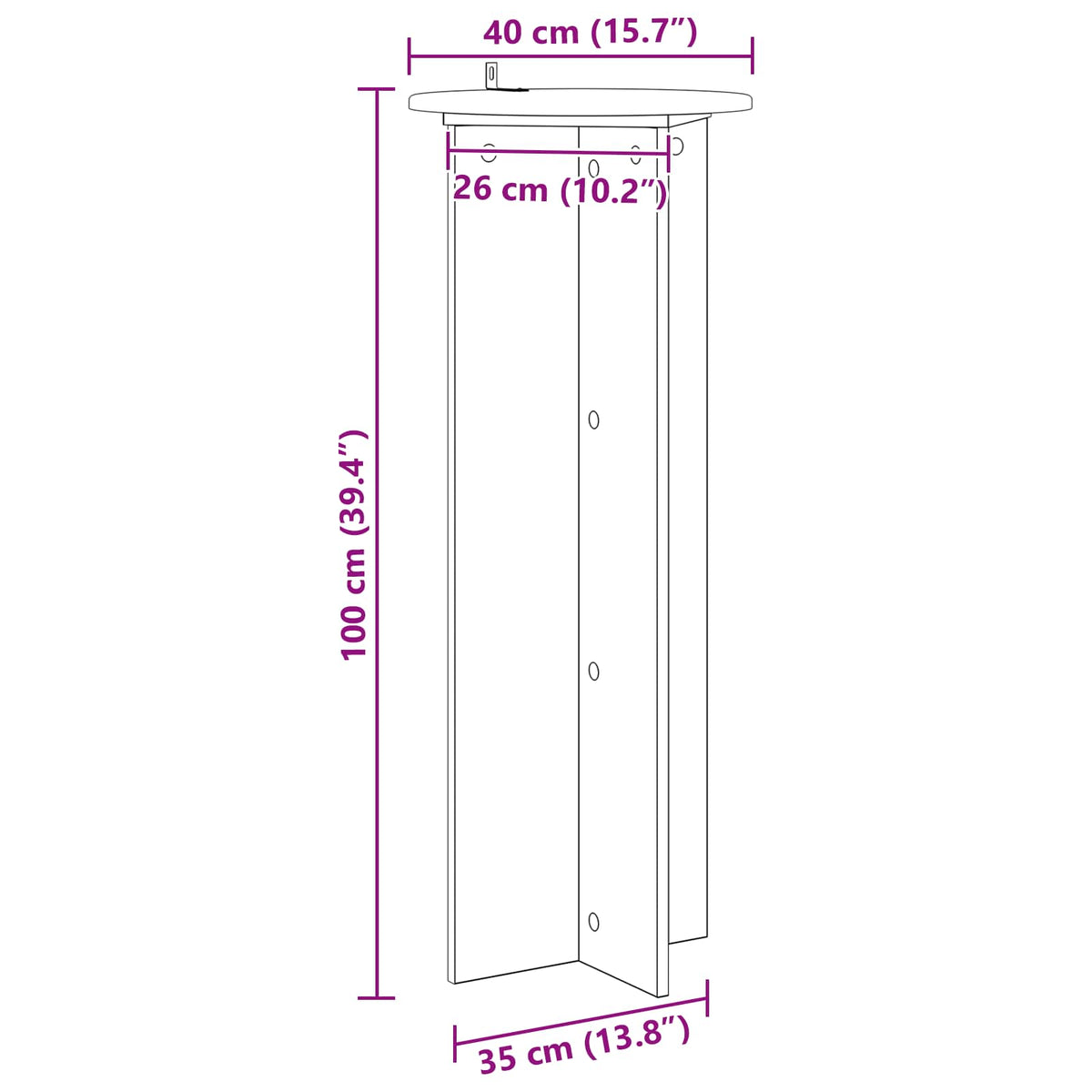 Augalų stovas 2 pcs Balta Ø40 x 100 cm Apdirbta mediena
