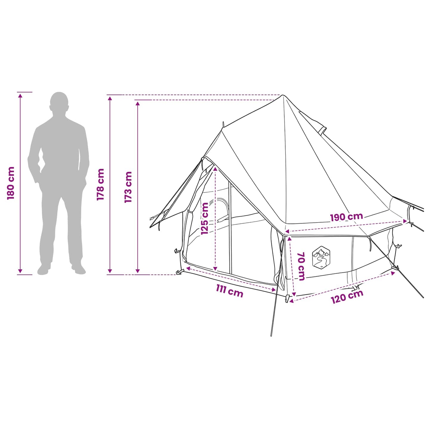 Tipi palapinė Mėlyna 250 x 250 cm Poliesteris ir plienas