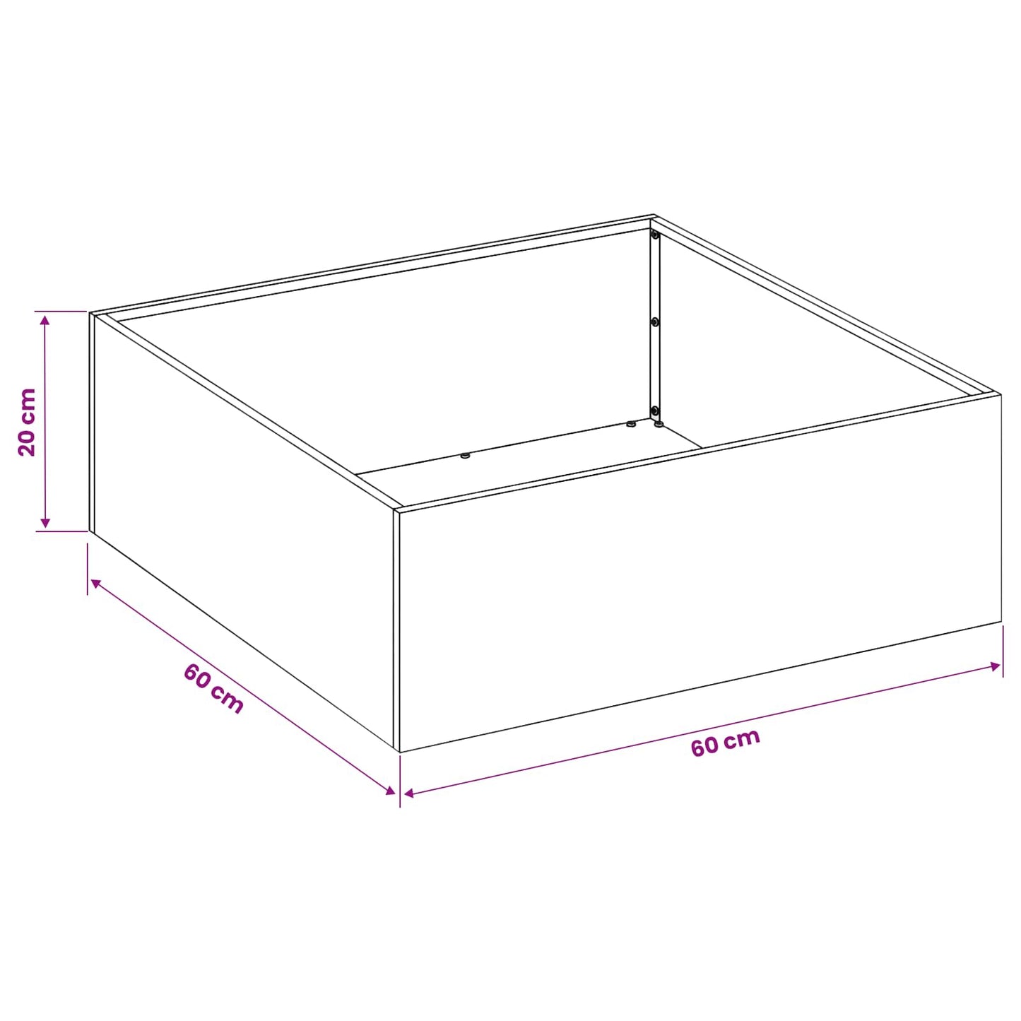 Sodo vazonas Antracito 60 x 60 x 20 cm Šaltai valcuotas plienas