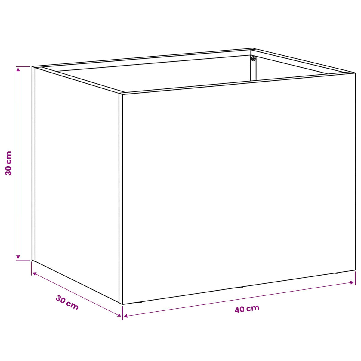 Sodo vazonas Juoda 40 x 30 x 30 cm Šaltai valcuotas plienas