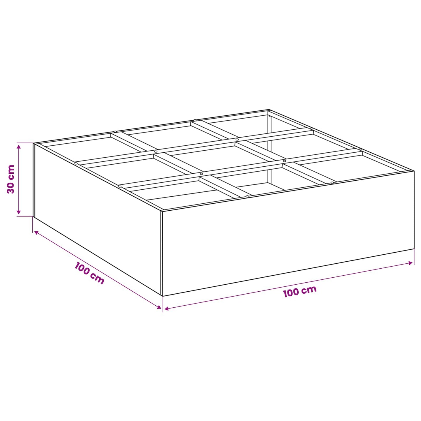 Sodo vazonas Sidabrinė 100 x 100 x 20 cm Galvanizuotas plienas