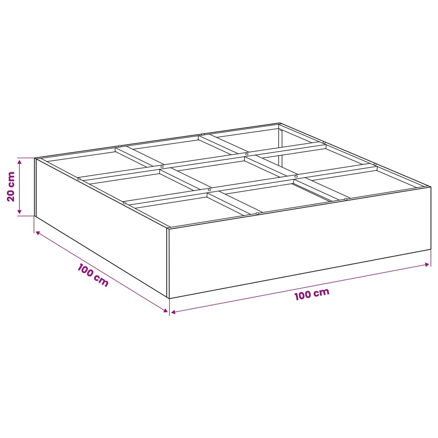 Sodo vazonas Sidabrinė 100 x 100 x 30 cm Galvanizuotas plienas