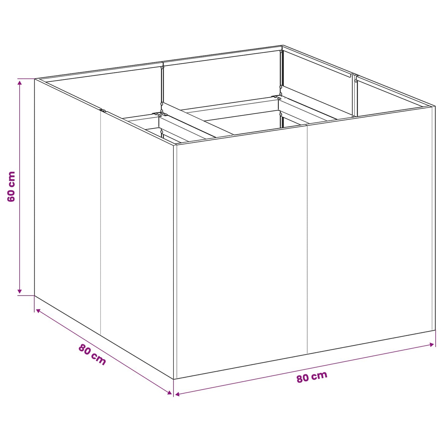 Sodo vazonas Sidabrinė 80 x 80 x 60 cm Galvanizuotas plienas