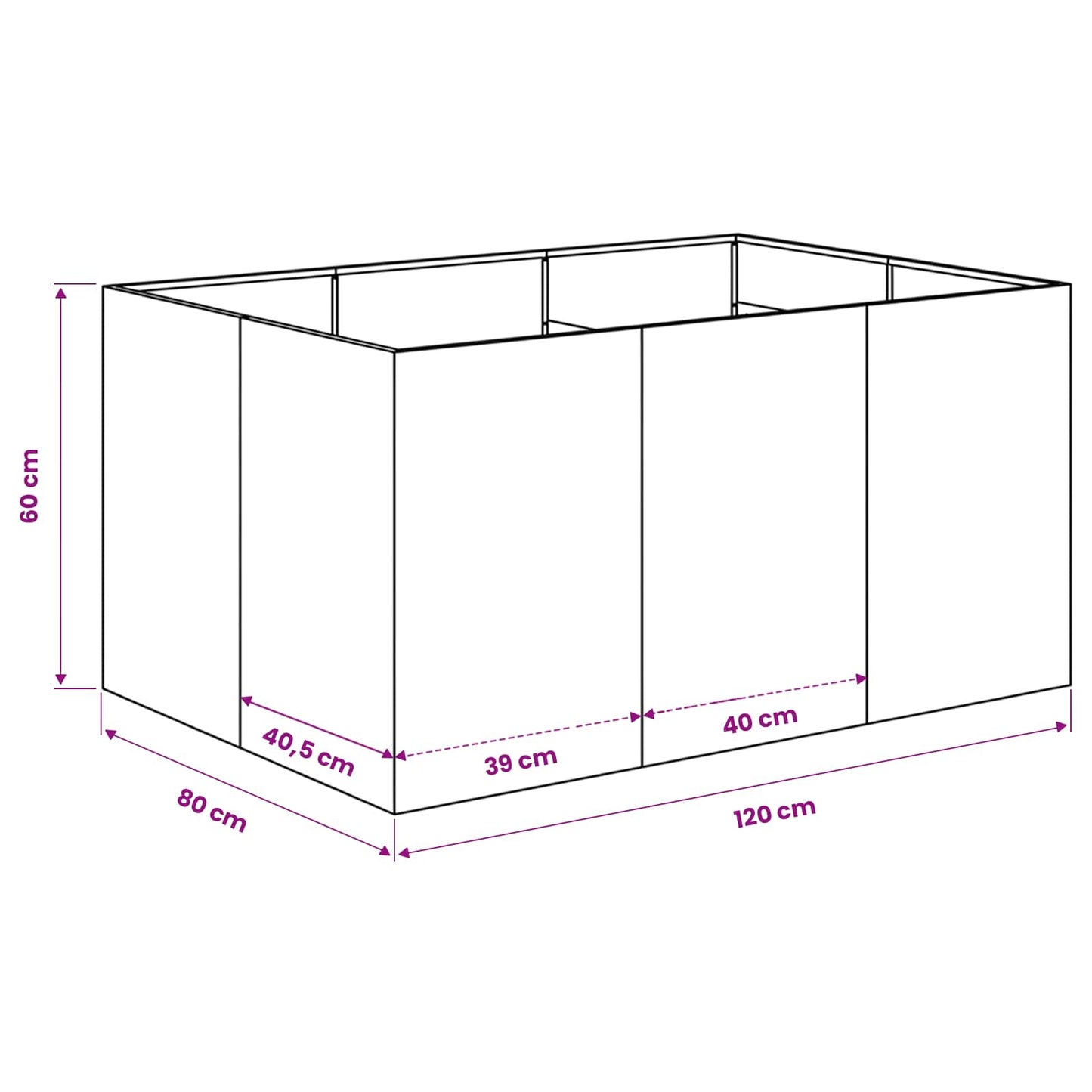 Sodo vazonas Sidabrinė 120 x 80 x 60 cm Galvanizuotas plienas