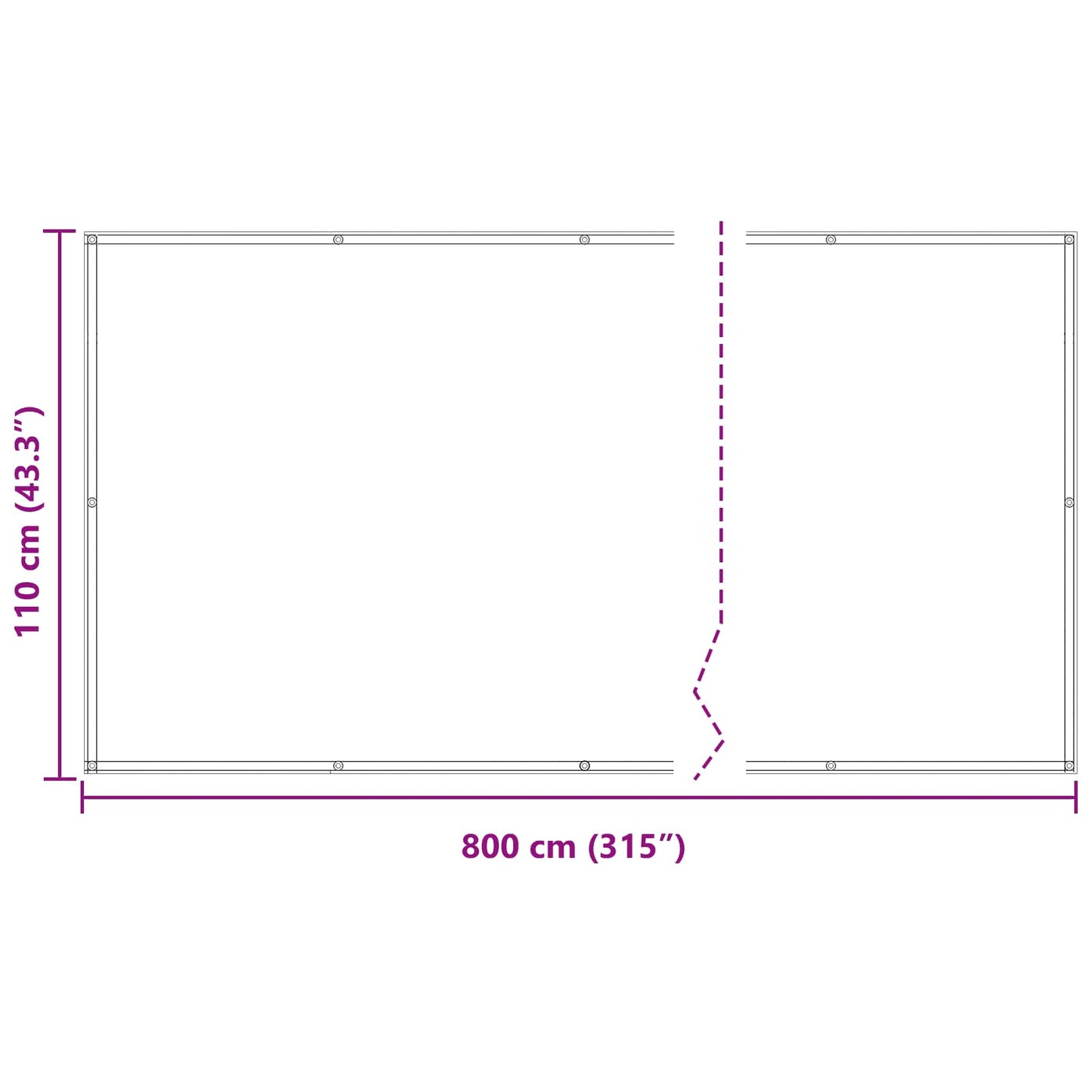 Balkono Ekranas Baltas 110 x 800 cm Oksfordo audinys