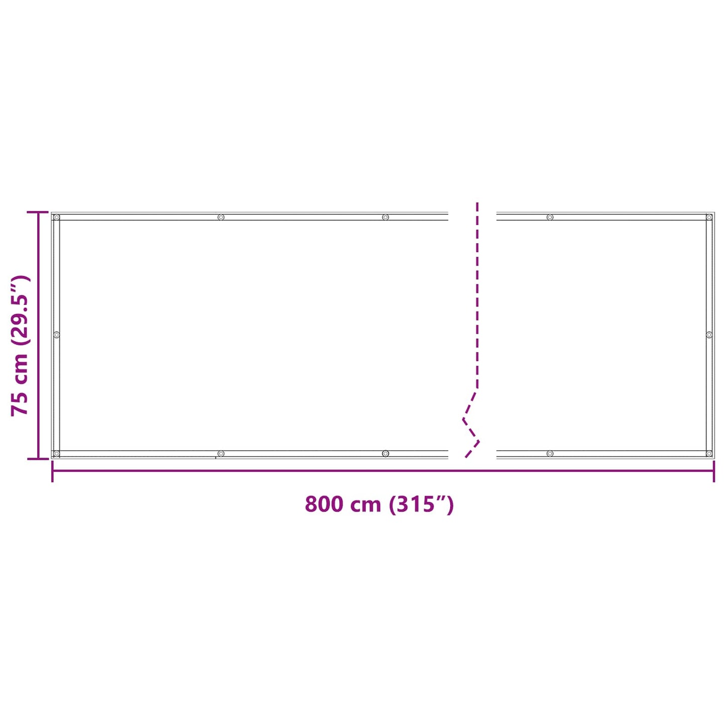 Balkono Ekranas Vyšninė 75 x 800 cm PU dengtas oksfordas alu