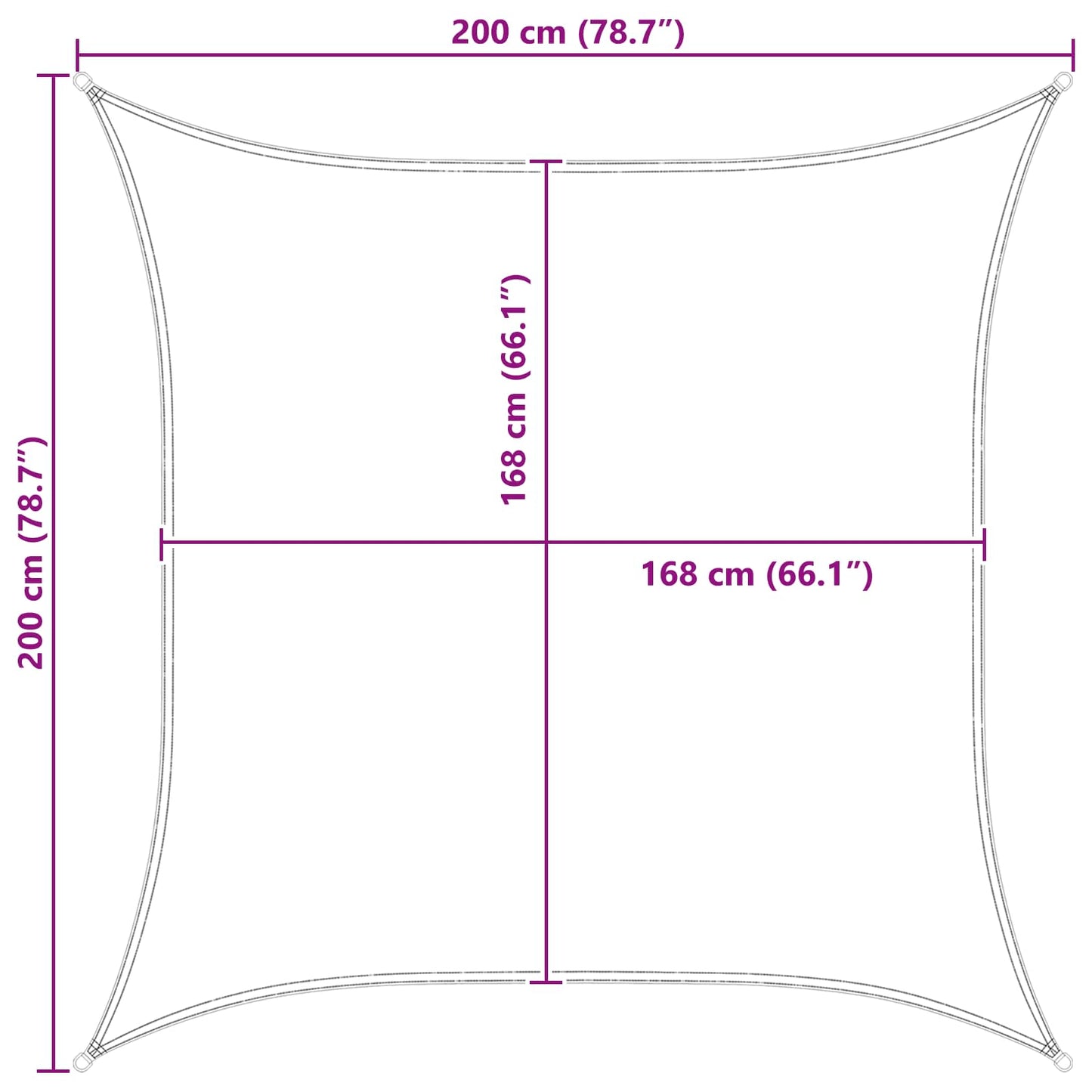 Saulės burė Geltona ir balta 2 x 2 m 100% poliesteris Oksfordas