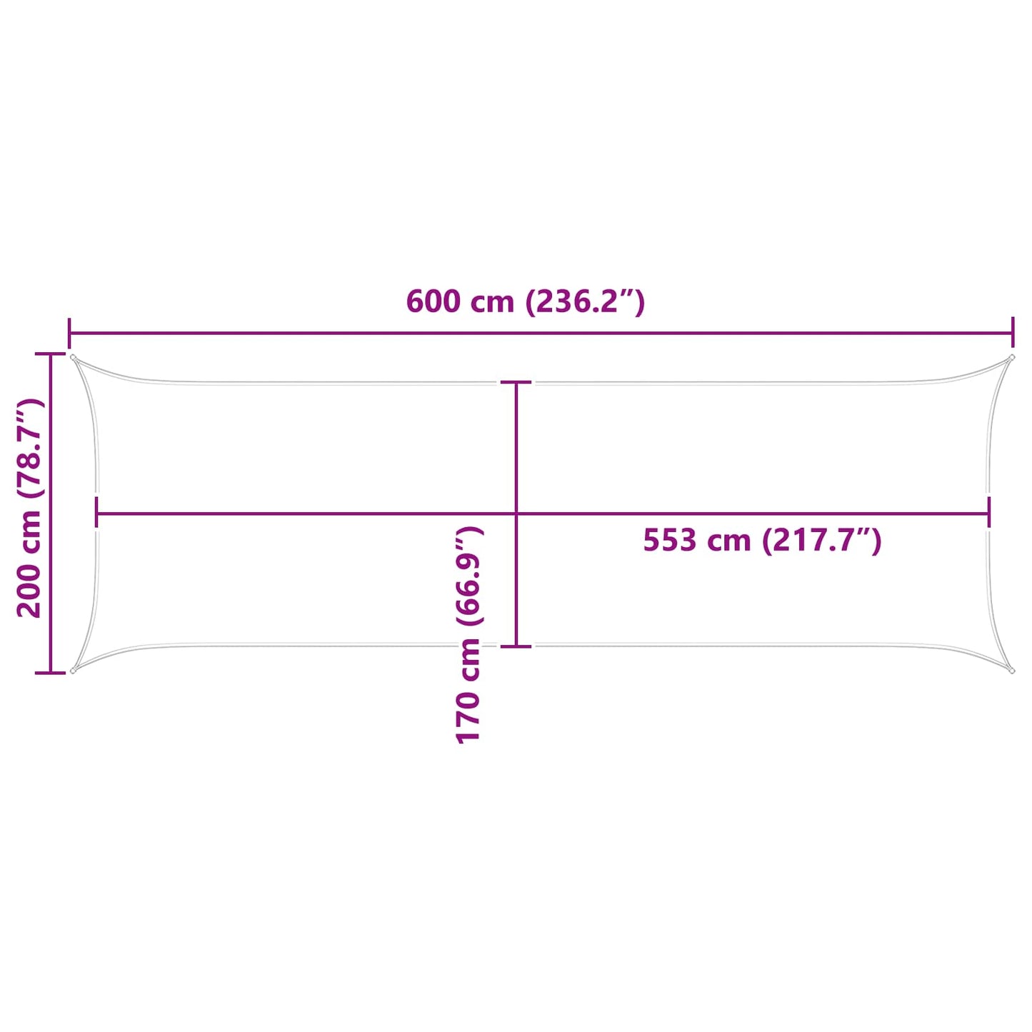 Saulės burė Smėlio 6 x 2 m 100% poliesteris Oksfordas