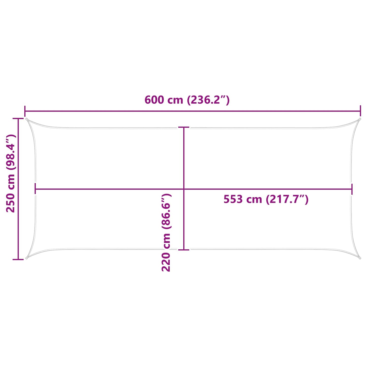 Saulės burė Smėlio 6 x 2,5 m 100% poliesteris Oksfordas