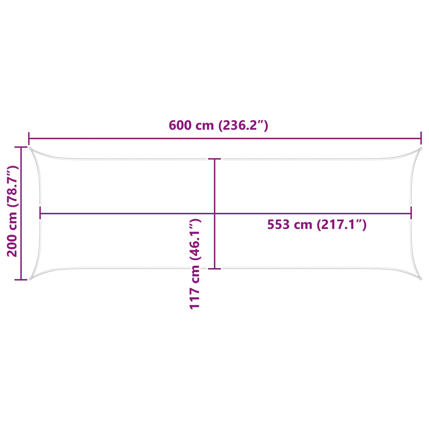 Saulės burė Šviesiai pilka ir balta. 2 x 6 m