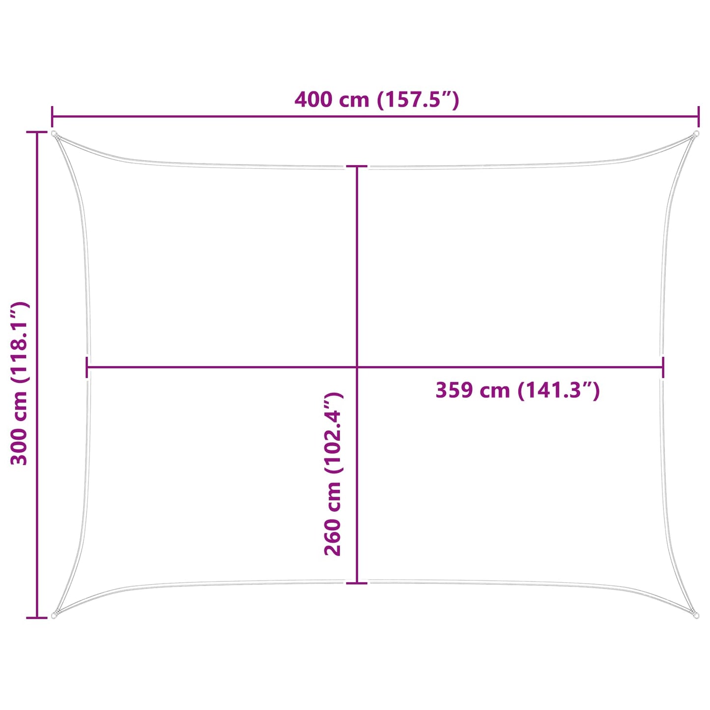 Saulės burė Šviesiai pilka ir balta. 4 × 3 m