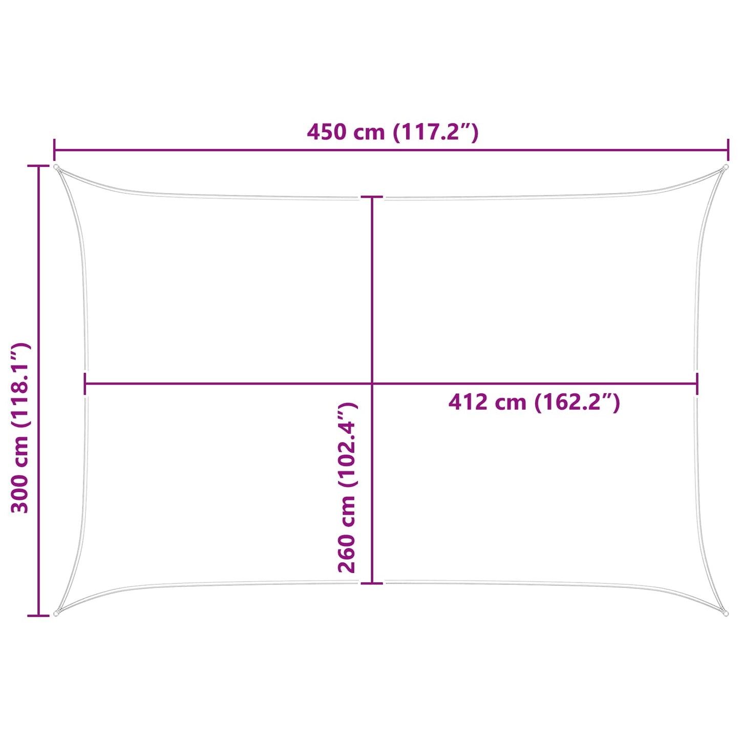Saulės burė Šviesiai pilka ir balta. 4,5 × 3 m