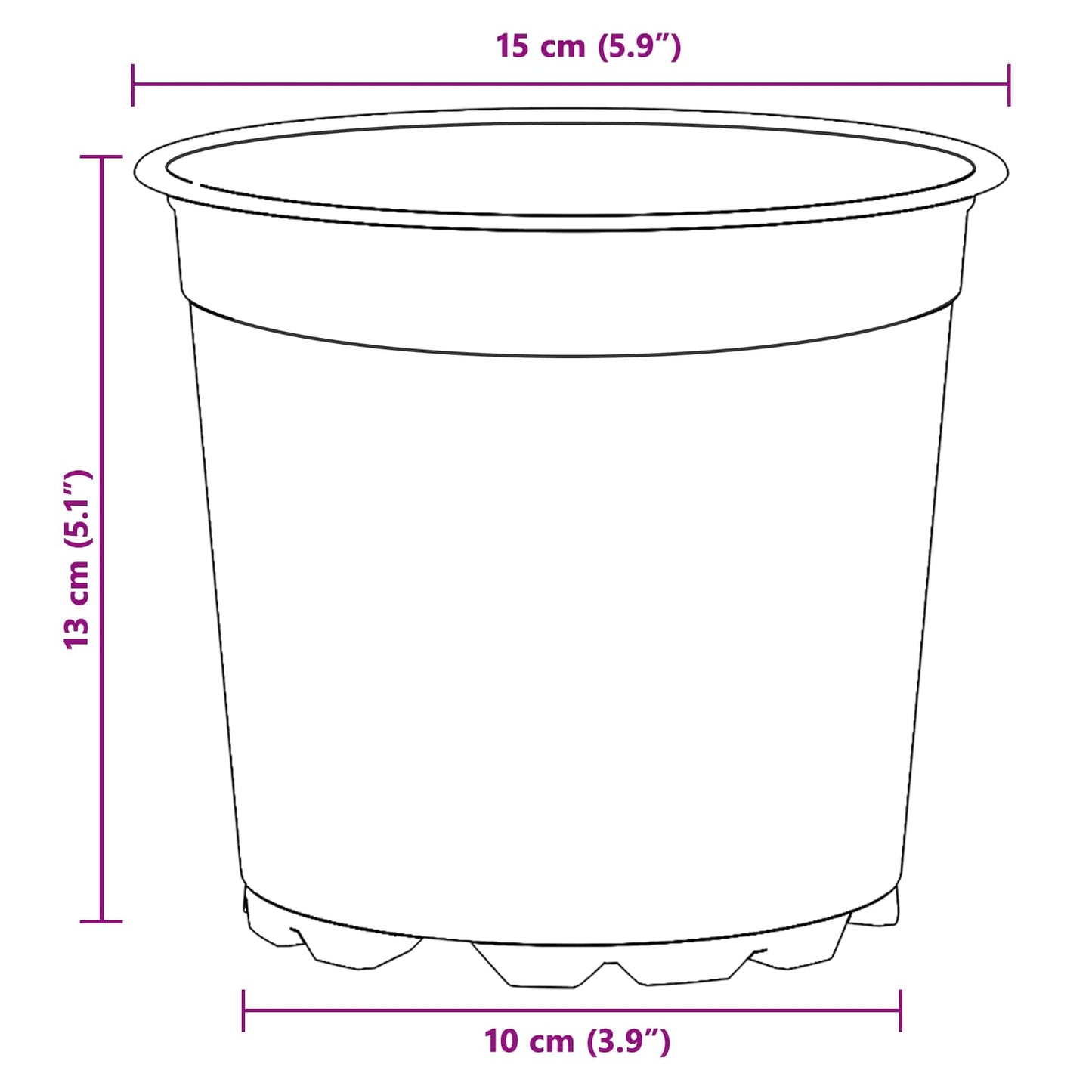 Gėlių vazonas 100 pcs Juoda Ø 15 x 12.5 cm Plastmasė