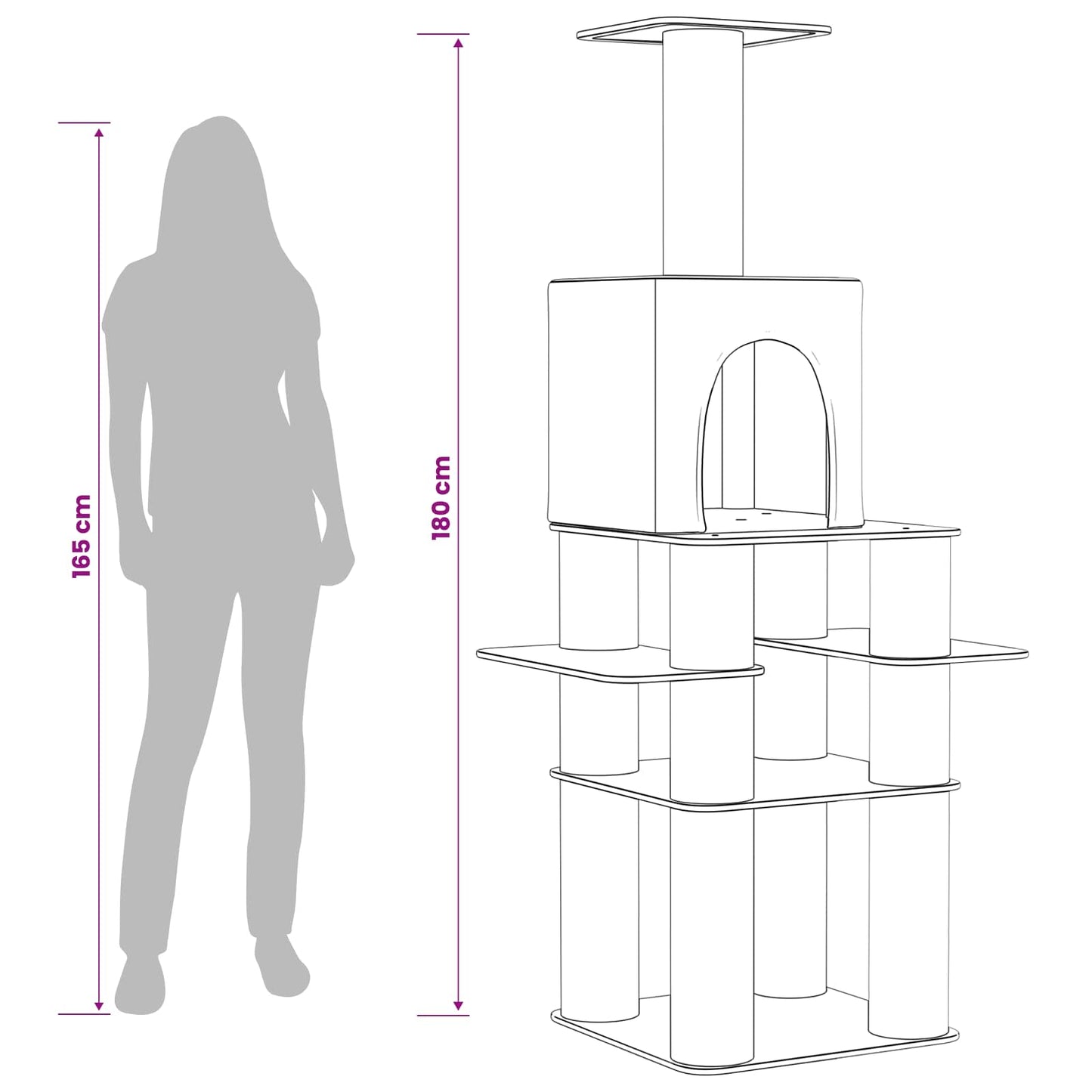 Kačių medis su sisaliniu šveitimu Tamsiai pilka 180 cm