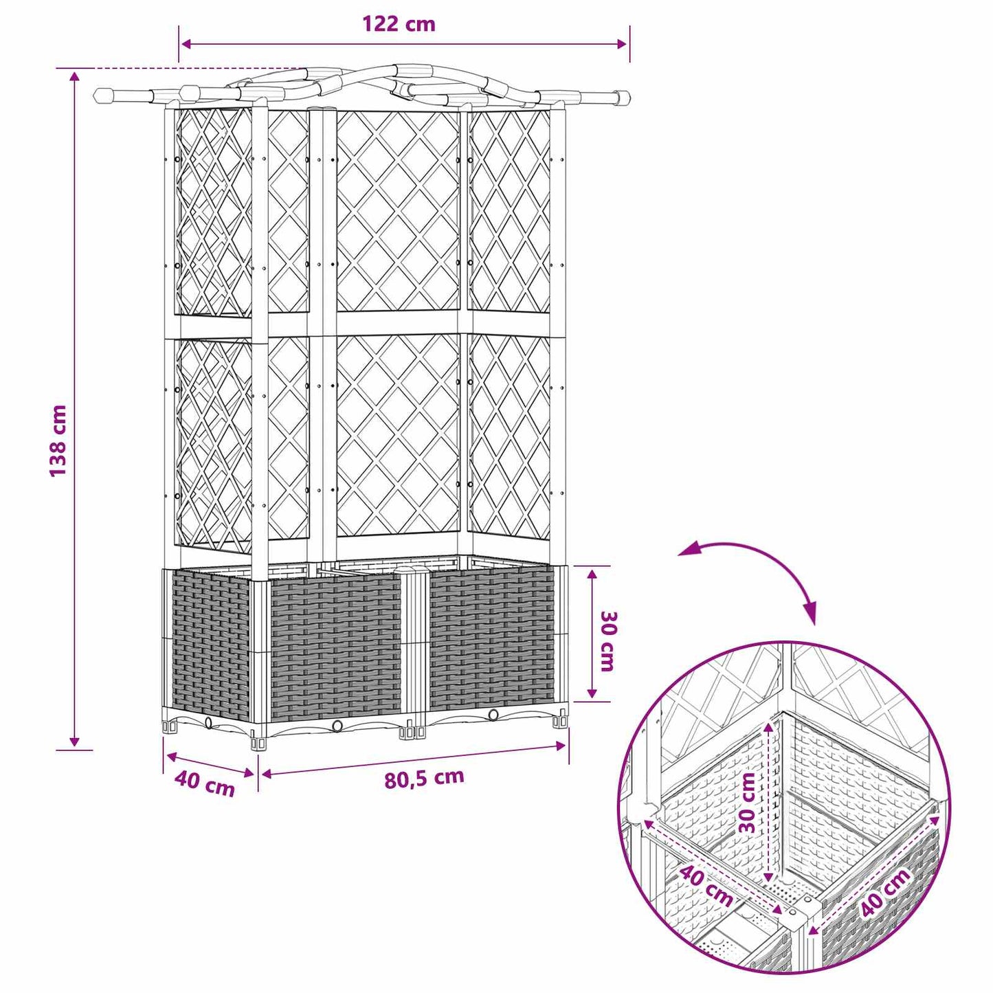 Pakeltas lovas su trelėmis ir stogu Ruda 122 x 40 x 141 cm PP