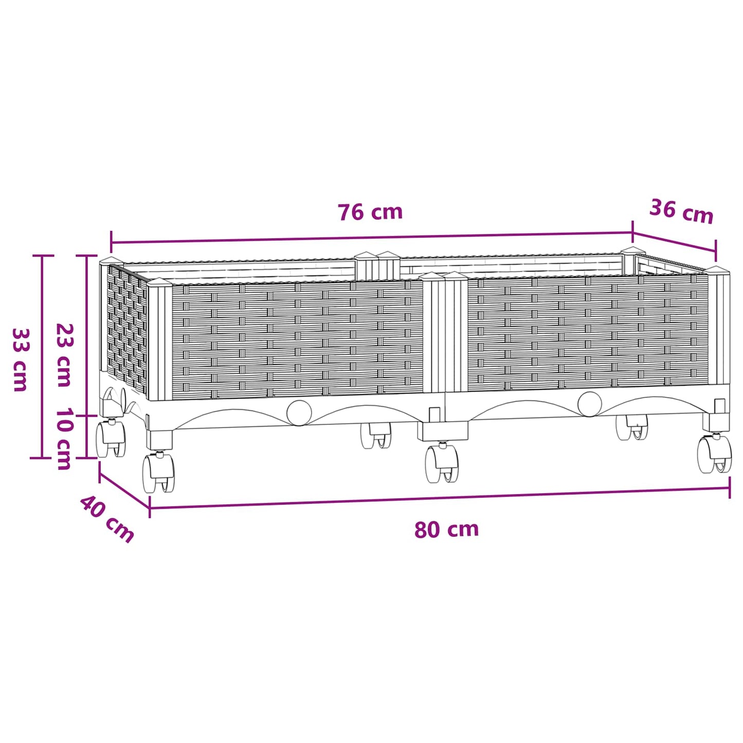 Sodo puodynė su ratukais Mėlyna Pilka 80 x 40 x 33 cm PP