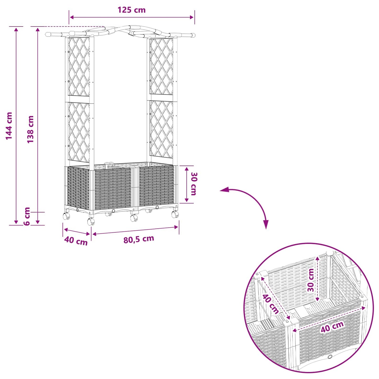 Pakeltas lovas su trelėmis ir stogu Ruda 125 x 40 x 144 cm PP