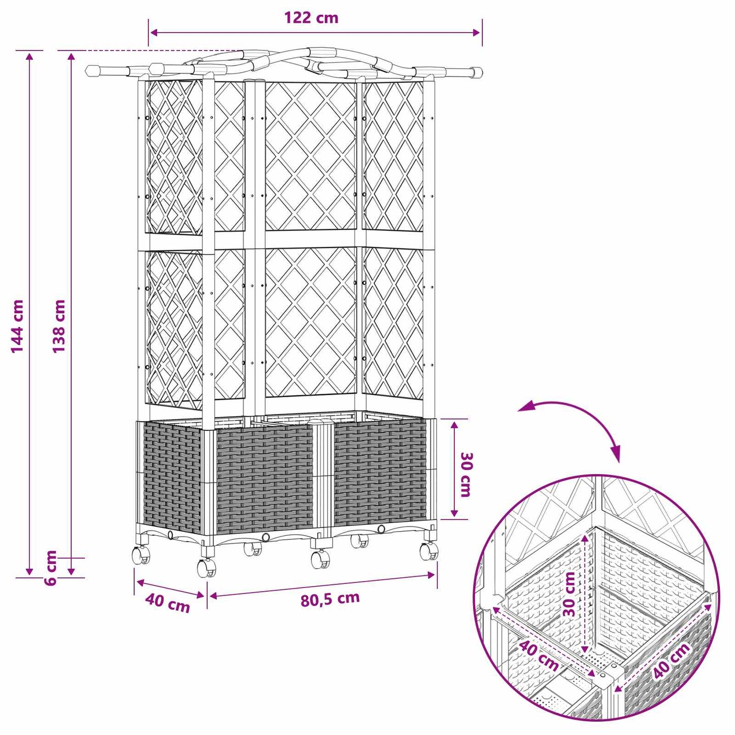 Pakeltas lovas su trelėmis ir stogu Ruda 122 x 40 x 144 cm PP