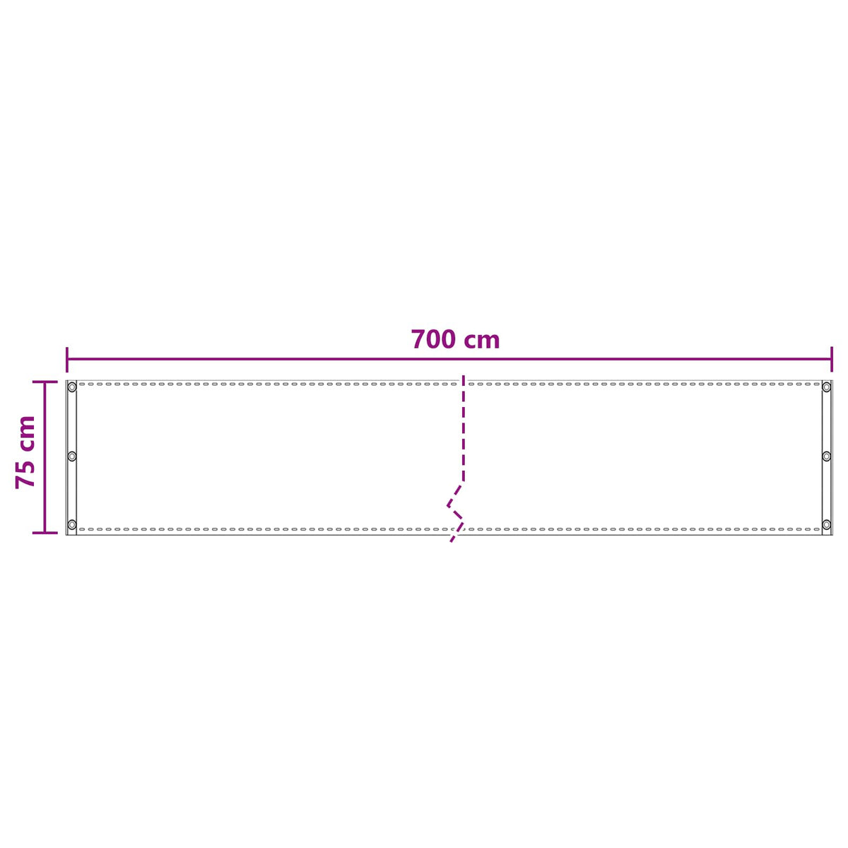 Balkono Ekranas Stačiakampio 75 x 700 cm HDPE ir aliuminis