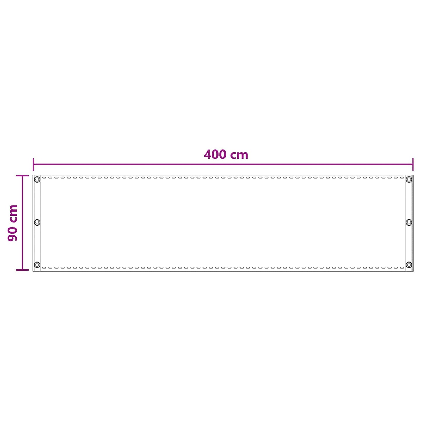 Balkono Ekranas Šviesiai pilka 90 x 400 cm HDPE ir aliuminis