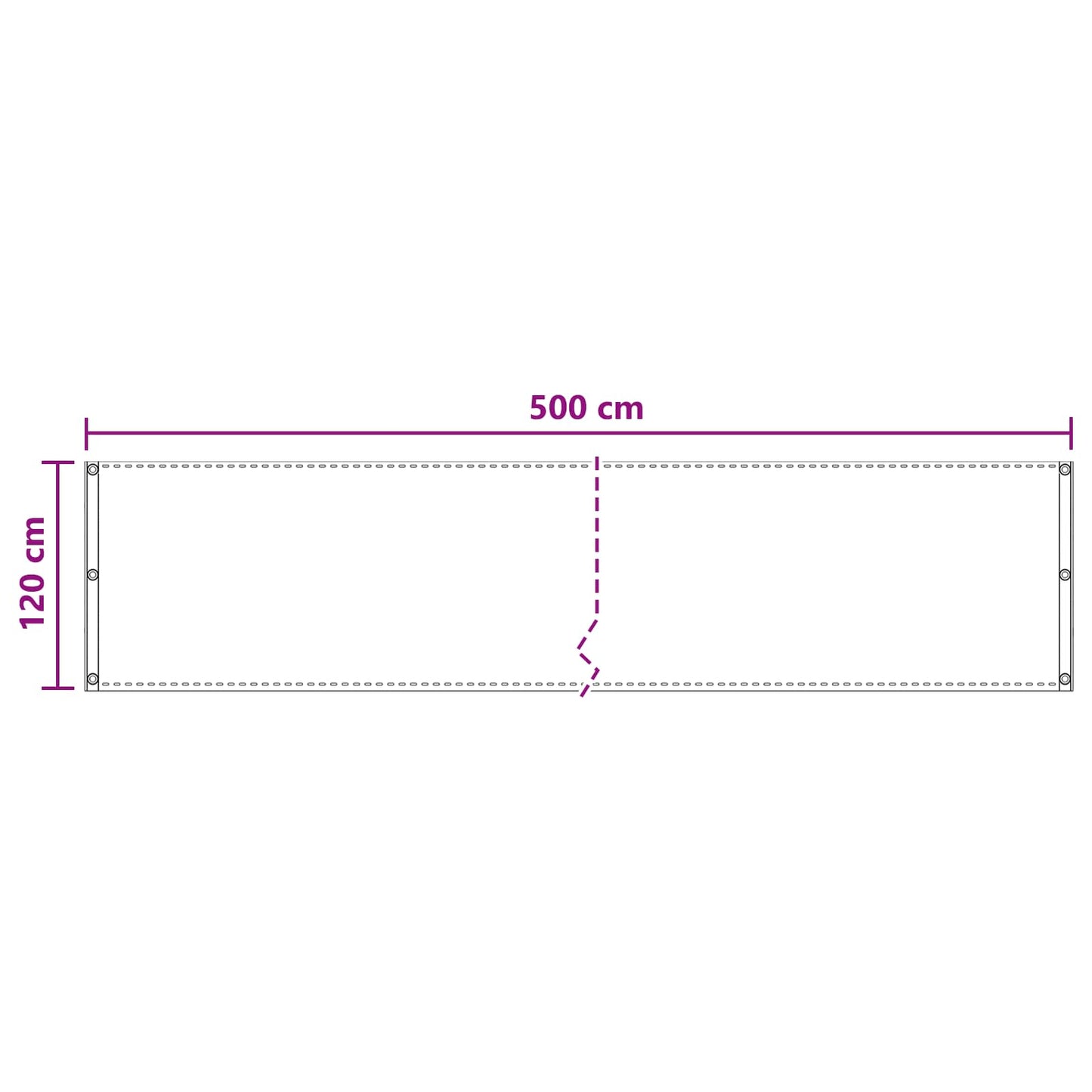 Balkono Ekranas Šviesiai pilka 120 x 500 cm HDPE ir aliuminis