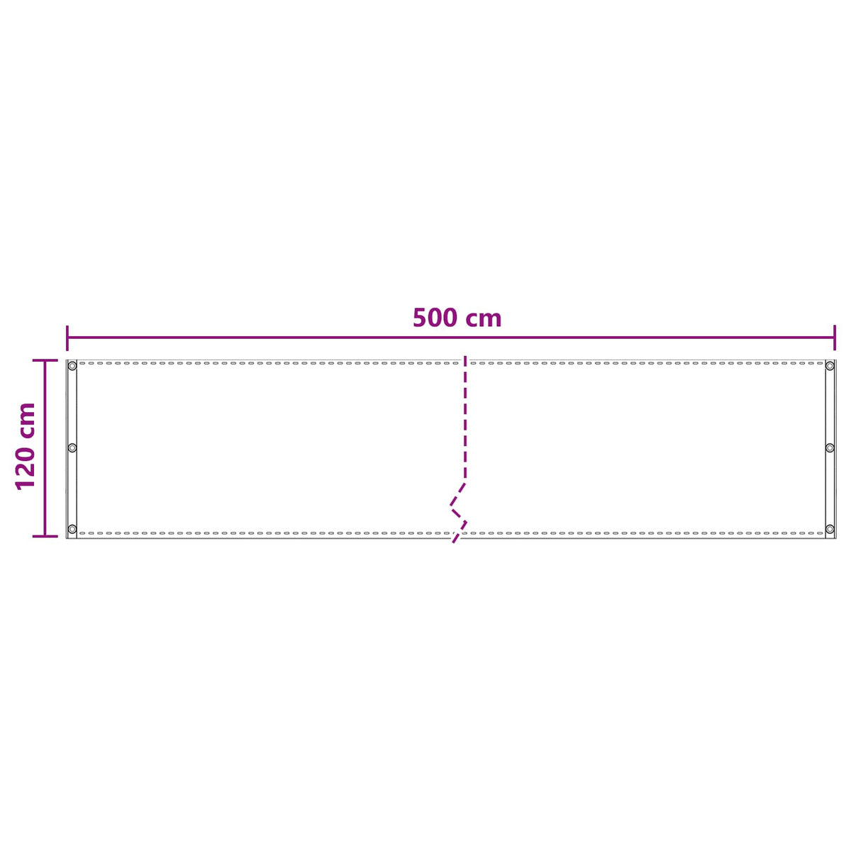 Balkono Ekranas Stačiakampio 120 x 500 cm HDPE ir aliuminis