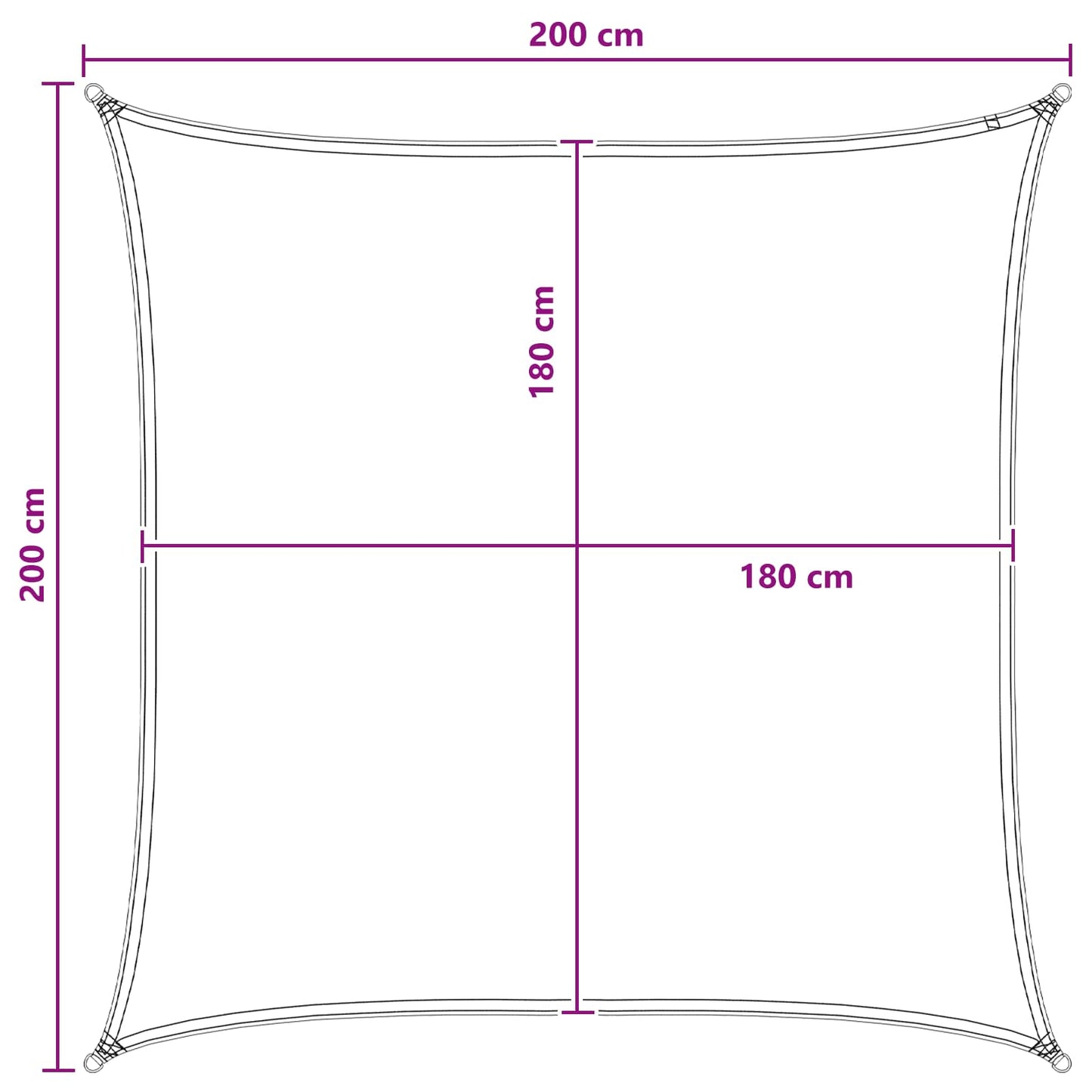 Saulės šešėlio audinys Antracito ir baltos 2 x 2 m HDPE